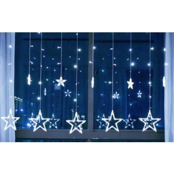 KURTYNA GWIAZDKI WISZĄCE LED ZIMNA BIEL 10
