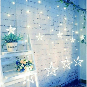 KURTYNA GWIAZDKI WISZĄCE LED ZIMNA BIEL 7